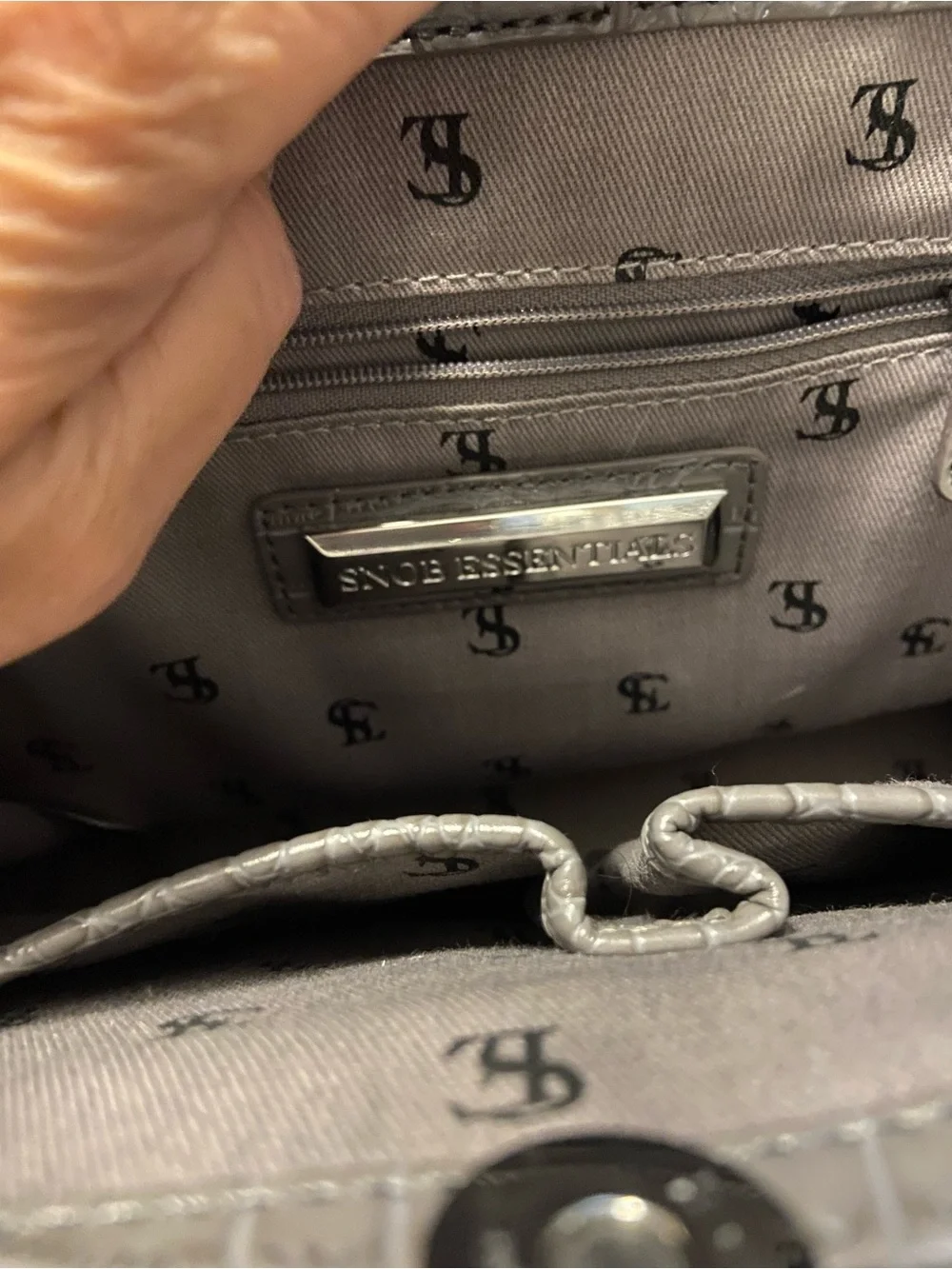 Snob Essentials gray Croc-Embossed Structured Shoulder Bag